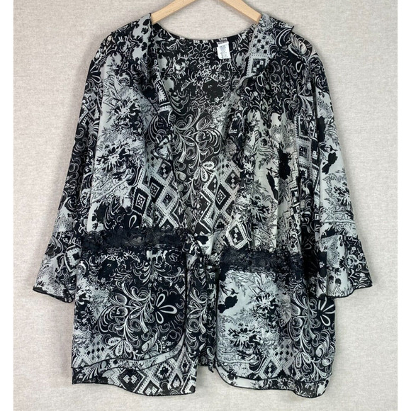 Vintage Studio 1940 Womens Tie Front Kimono Topper Size 3X Dark Fairy Whimsigoth - Picture 1 of 7